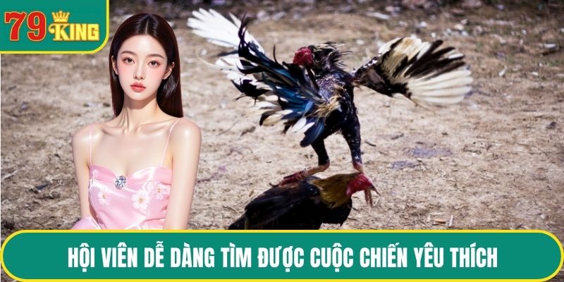 Hội viên dễ dàng tìm được cuộc chiến yêu thích